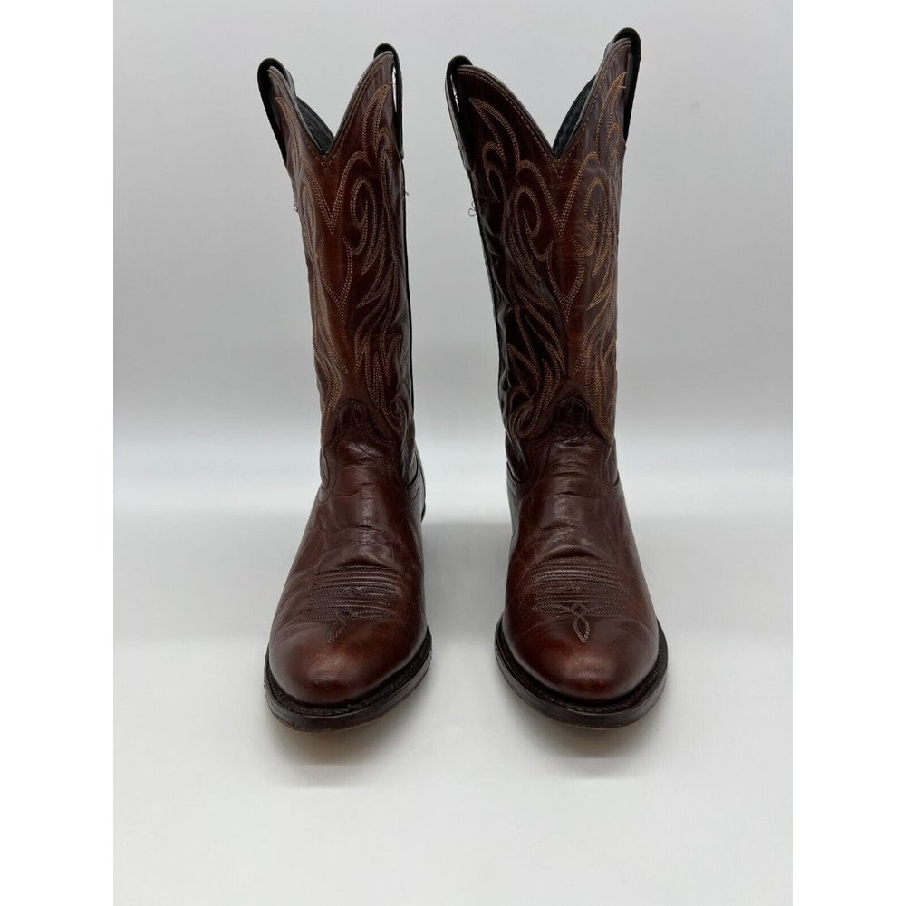 Ultra Pointed Toe Leather Cowboy Boots Cognac Women 7